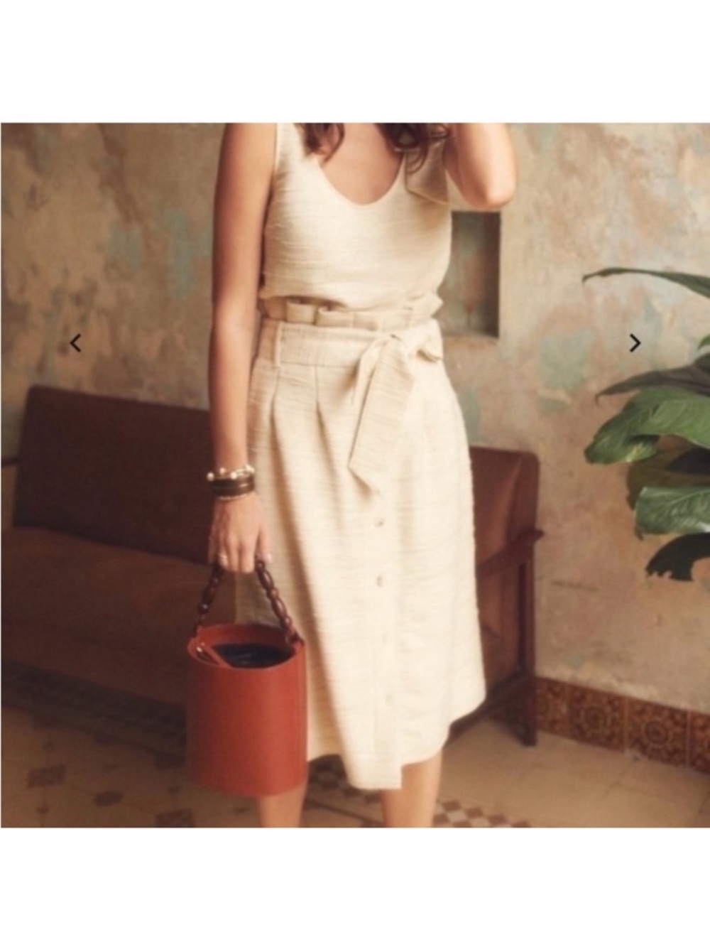 Sézane Thaia skirt Cream  Belted skirt. NWT size 4 / 36